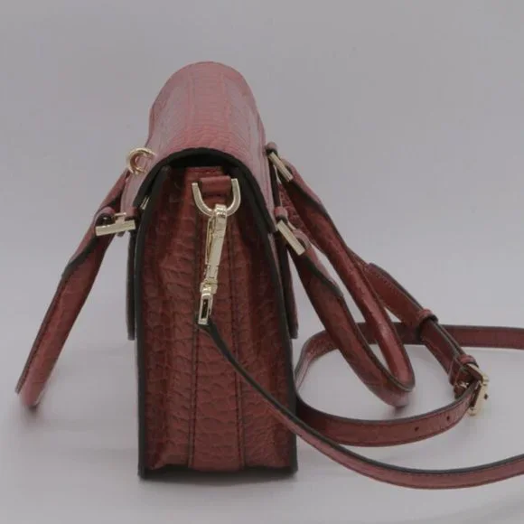 MICHAEL KORS Croc Embossed Red Leather Satchel Leather Bag Handbag Purse - Picture 5 of 9